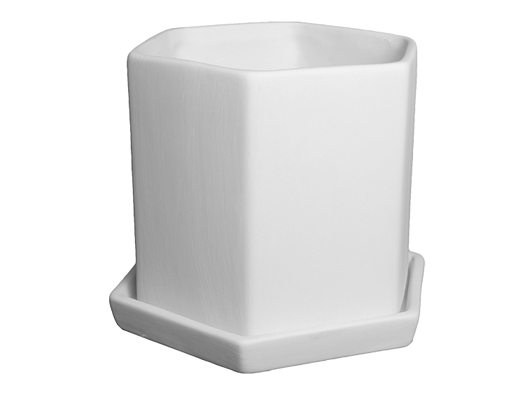 HEXAGON PLANTER WITH TRAY
