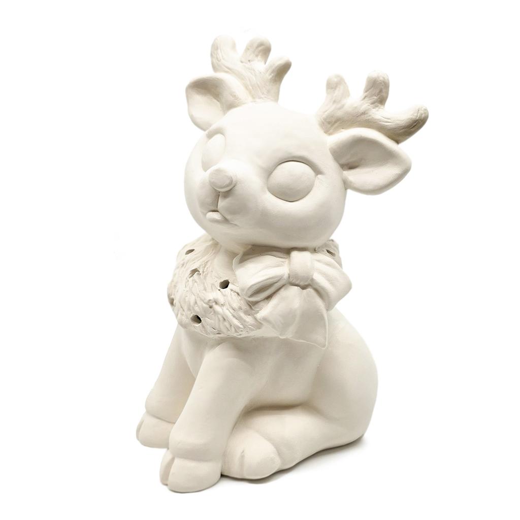 VINTAGE REINDEER WITH WREATH LANTERN