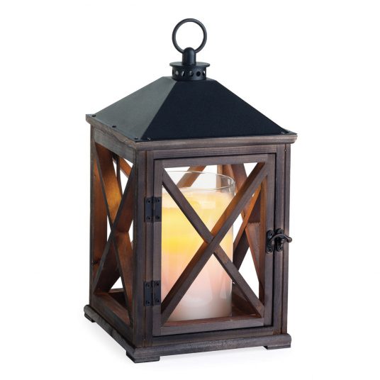 WEATHERED ESPRESSO WOODEN LANTERN