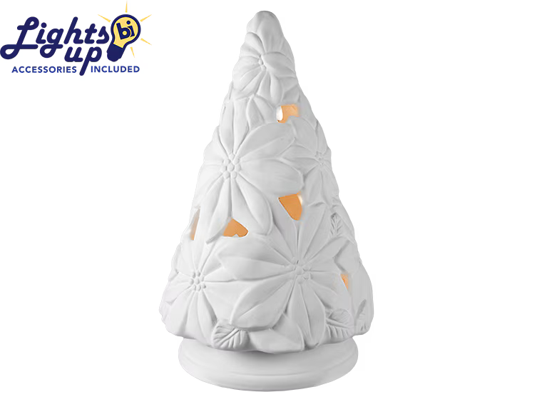 LIGHTED POINSETTIA TREE