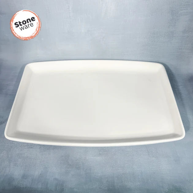 STONEWARE BOWED PLATTER