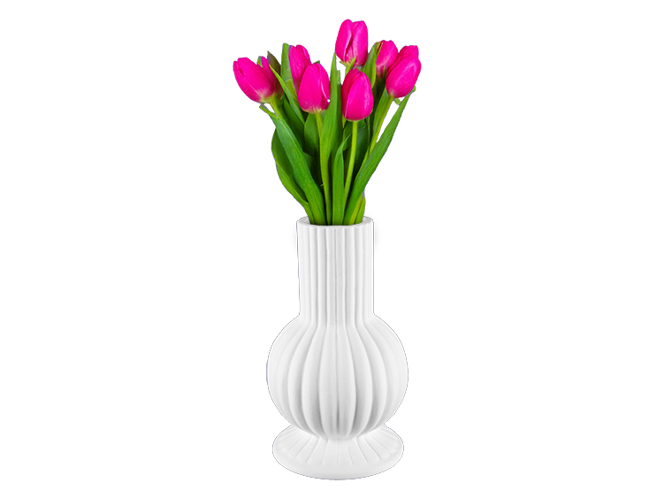 STONEWARE FLUTED PEDESTAL VASE