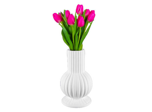STONEWARE FLUTED PEDESTAL VASE