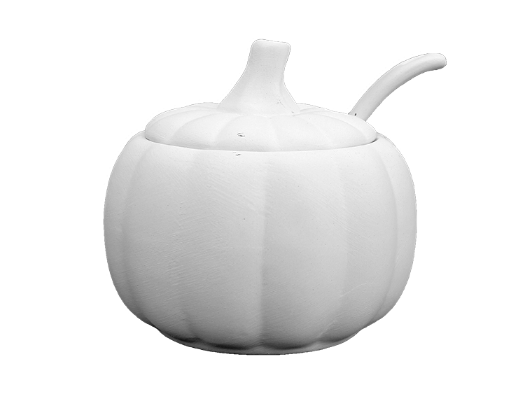 PUMPKIN SUGAR POT WITH SPOON