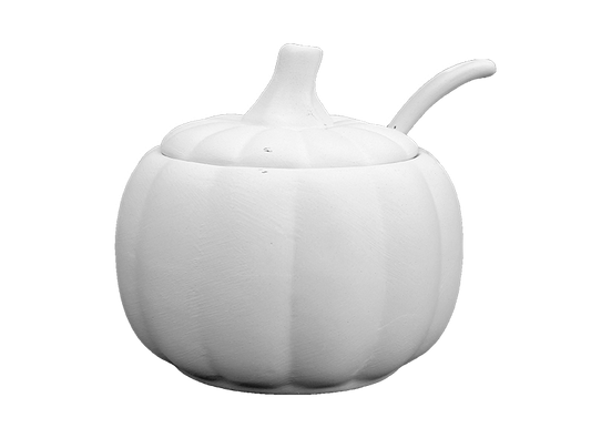 PUMPKIN SUGAR POT WITH SPOON